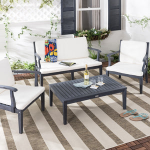 Bradbury 4-Piece Outdoor Living Set - Dark Slate Grey Acacia Furniture with Cushions for Comfort