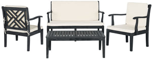Bradbury 4-Piece Outdoor Living Set - Dark Slate Grey Acacia Furniture with Cushions for Comfort
