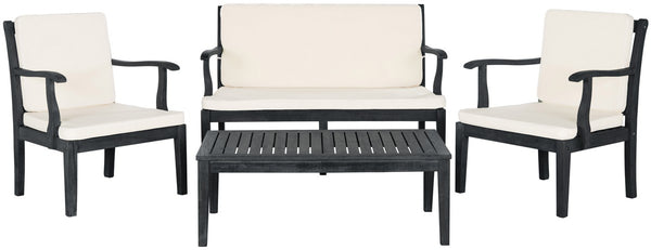 Del Mar 4-Piece Outdoor Furniture Set - Stylish Dark Slate Grey Acacia with Cushions & Table