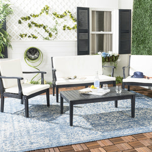 Del Mar 4-Piece Outdoor Furniture Set - Stylish Dark Slate Grey Acacia with Cushions & Table
