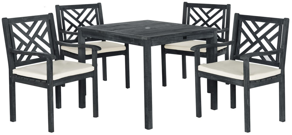 Bradbury 5-Piece Dining Set: Stylish Acacia Wood Furniture with Beige Cushions for Outdoor Elegance