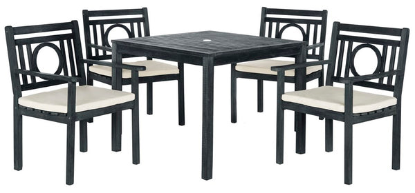 Montclair 5-Piece Dining Set - Chic Acacia Wood Design with Beige Cushions for Outdoor Elegance