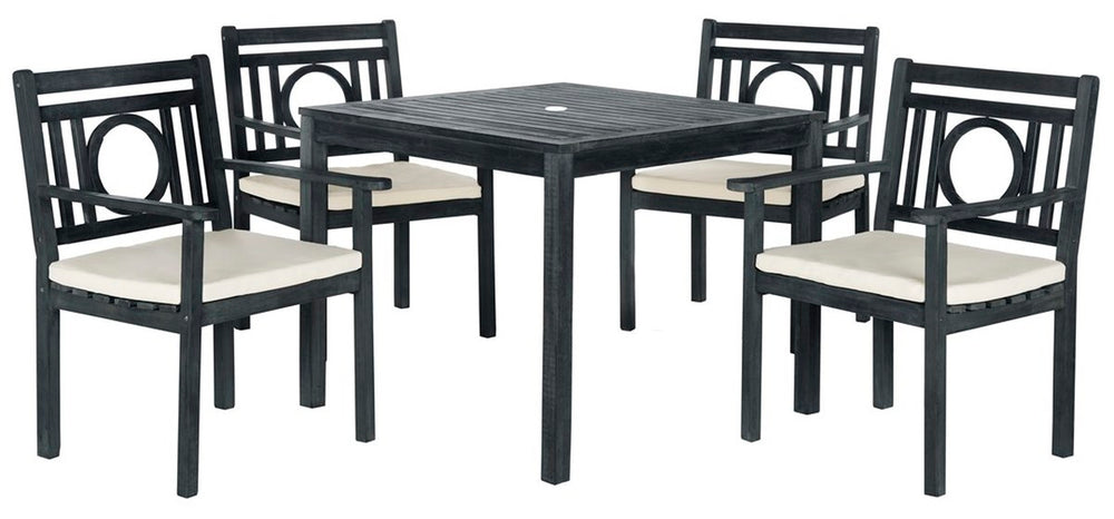 Montclair 5-Piece Dining Set - Chic Acacia Wood Design with Beige Cushions for Outdoor Elegance