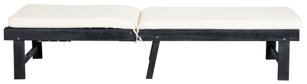 Safavieh Inglewood Chaise Lounge Chair Dark Slate Grey/Beige  Wood PAT6723K