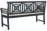 Del Mar 3 Seat Bench - Tropical-Inspired Wood Bench with Plush Cushion for Relaxing Outdoor Spaces