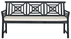 Del Mar 3 Seat Bench - Tropical-Inspired Wood Bench with Plush Cushion for Relaxing Outdoor Spaces