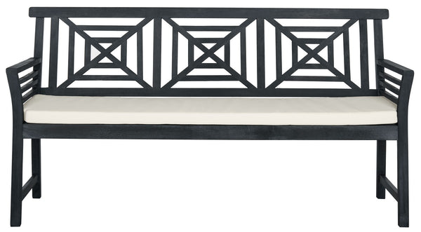 Del Mar 3 Seat Bench - Tropical-Inspired Wood Bench with Plush Cushion for Relaxing Outdoor Spaces