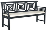 Del Mar 3 Seat Bench - Tropical-Inspired Wood Bench with Plush Cushion for Relaxing Outdoor Spaces