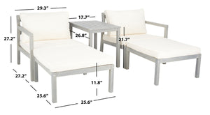Pratia 5 Piece Outdoor Set - Luxurious Lounge Experience with Versatile Ottomans and Acacia Table