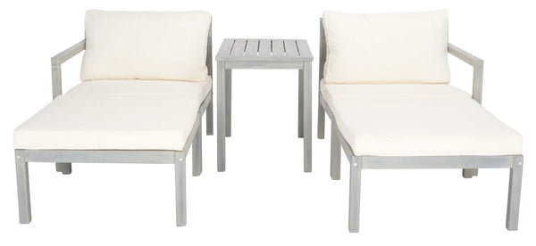 Pratia 5 Piece Outdoor Set - Luxurious Lounge Experience with Versatile Ottomans and Acacia Table