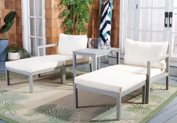 Pratia 5 Piece Outdoor Set - Luxurious Lounge Experience with Versatile Ottomans and Acacia Table
