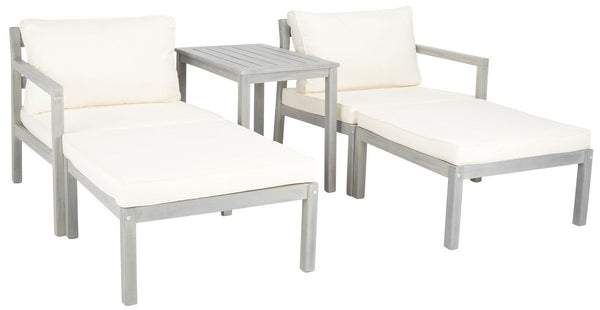Pratia 5 Piece Outdoor Set - Luxurious Lounge Experience with Versatile Ottomans and Acacia Table