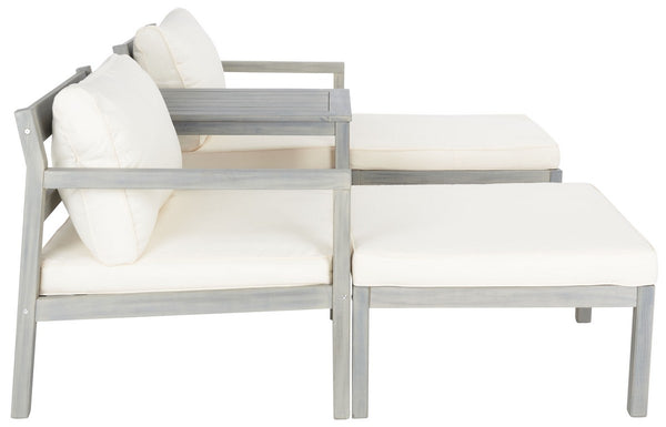 Pratia 5 Piece Outdoor Set - Luxurious Lounge Experience with Versatile Ottomans and Acacia Table