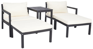 Pratia 5 Piece Outdoor Set - Luxurious Lounge Experience with Versatile Ottomans and Acacia Table