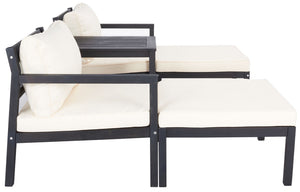 Pratia 5 Piece Outdoor Set - Luxurious Lounge Experience with Versatile Ottomans and Acacia Table