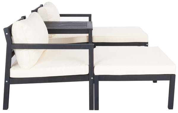 Pratia 5 Piece Outdoor Set - Luxurious Lounge Experience with Versatile Ottomans and Acacia Table