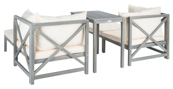 Ronson 5 Piece Outdoor Sectional Set – Stylish Comfort Oasis with Versatile Ottomans & Table