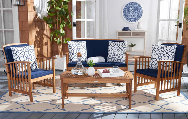 Rocklin 4 Piece Outdoor Set - Stylish Acacia Wood Furniture with Chic Cushions for Ultimate Comfort
