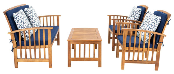 Rocklin 4 Piece Outdoor Set - Stylish Acacia Wood Furniture with Chic Cushions for Ultimate Comfort