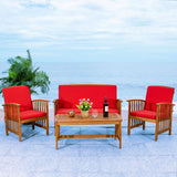 Rocklin 4 Piece Outdoor Set - Stylish Acacia Wood Furniture with Chic Cushions for Ultimate Comfort