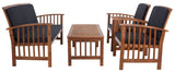 Safavieh Rocklin 4 Pc Outdoor Set Natural/Black Cushion Wood PAT7007X