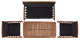 Safavieh Rocklin 4 Pc Outdoor Set Natural/Black Cushion Wood PAT7007X