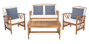 Fontana 4-Piece Outdoor Living Set - Stylish Acacia Wood Furniture with All-Weather Cushions