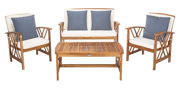 Fontana 4-Piece Outdoor Living Set - Stylish Acacia Wood Furniture with All-Weather Cushions