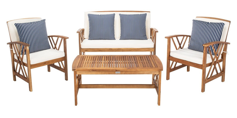 Fontana 4-Piece Outdoor Living Set - Stylish Acacia Wood Furniture with All-Weather Cushions