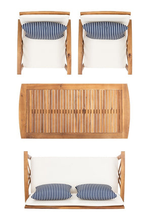 Fontana 4-Piece Outdoor Living Set - Stylish Acacia Wood Furniture with All-Weather Cushions