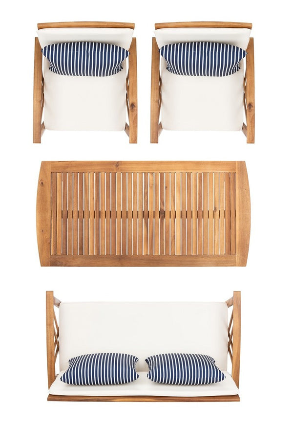 Fontana 4-Piece Outdoor Living Set - Stylish Acacia Wood Furniture with All-Weather Cushions