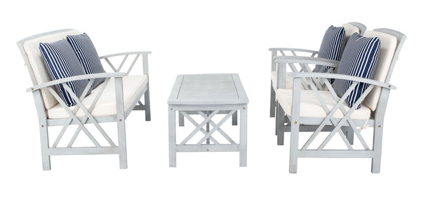 Fontana 4-Piece Outdoor Living Set - Stylish Acacia Wood Furniture with All-Weather Cushions