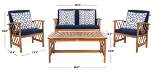 Fontana 4 Piece Outdoor Patio Set - Stylish Acacia Wood, Durable Steel Frame, Ideal for Relaxation