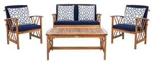 Fontana 4 Piece Outdoor Patio Set - Stylish Acacia Wood, Durable Steel Frame, Ideal for Relaxation