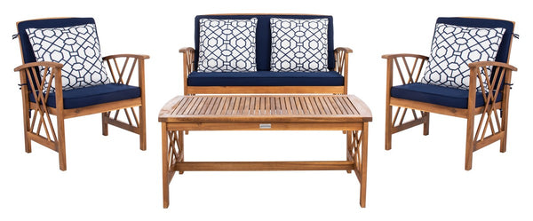 Fontana 4 Piece Outdoor Patio Set - Stylish Acacia Wood, Durable Steel Frame, Ideal for Relaxation