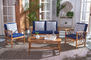 Fontana 4 Piece Outdoor Patio Set - Stylish Acacia Wood, Durable Steel Frame, Ideal for Relaxation
