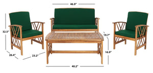 Fontana 4 Piece Outdoor Patio Set - Stylish Acacia Wood, Durable Steel Frame, Ideal for Relaxation