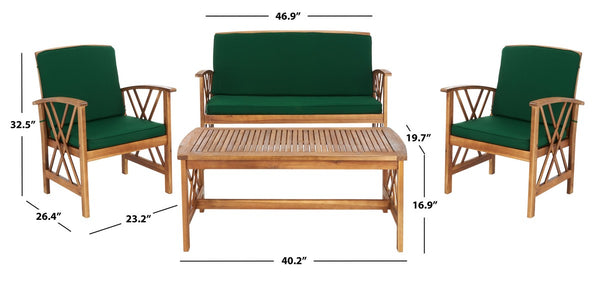 Fontana 4 Piece Outdoor Patio Set - Stylish Acacia Wood, Durable Steel Frame, Ideal for Relaxation