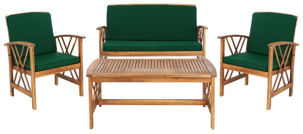 Fontana 4 Piece Outdoor Patio Set - Stylish Acacia Wood, Durable Steel Frame, Ideal for Relaxation