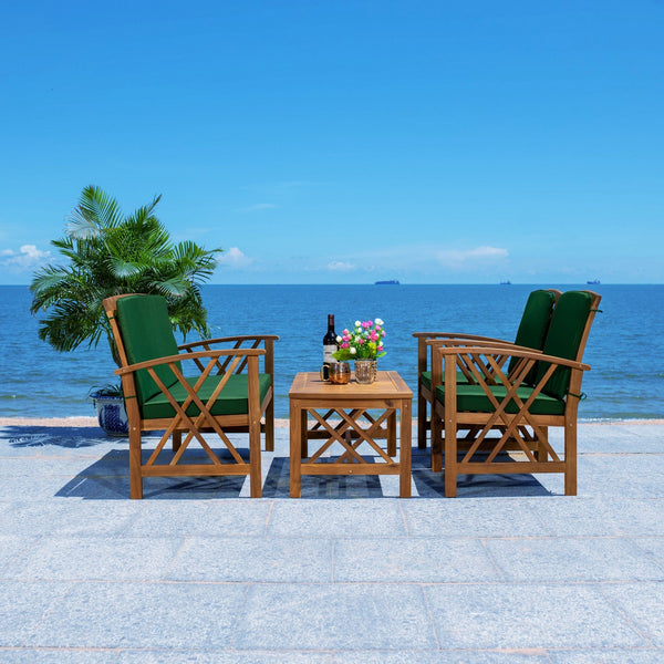 Fontana 4 Piece Outdoor Patio Set - Stylish Acacia Wood, Durable Steel Frame, Ideal for Relaxation