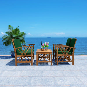 Fontana 4 Piece Outdoor Patio Set - Stylish Acacia Wood, Durable Steel Frame, Ideal for Relaxation
