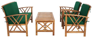 Fontana 4 Piece Outdoor Patio Set - Stylish Acacia Wood, Durable Steel Frame, Ideal for Relaxation
