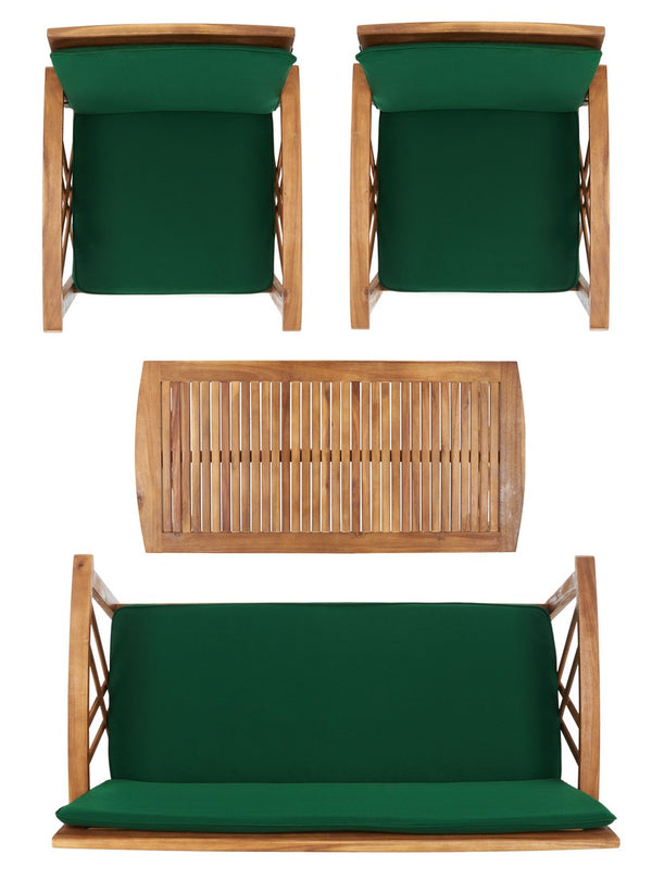 Fontana 4 Piece Outdoor Patio Set - Stylish Acacia Wood, Durable Steel Frame, Ideal for Relaxation