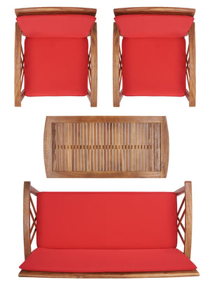 Fontana 4 Piece Outdoor Patio Set - Stylish Acacia Wood, Durable Steel Frame, Ideal for Relaxation