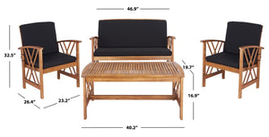 Fontana 4 Piece Outdoor Patio Set - Stylish Acacia Wood, Durable Steel Frame, Ideal for Relaxation