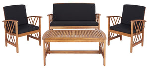 Fontana 4 Piece Outdoor Patio Set - Stylish Acacia Wood, Durable Steel Frame, Ideal for Relaxation