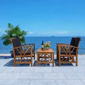 Fontana 4 Piece Outdoor Patio Set - Stylish Acacia Wood, Durable Steel Frame, Ideal for Relaxation