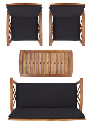 Fontana 4 Piece Outdoor Patio Set - Stylish Acacia Wood, Durable Steel Frame, Ideal for Relaxation