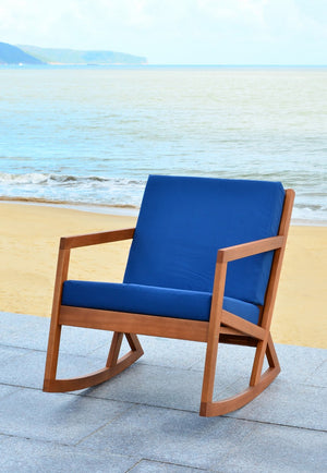 Vernon Rocking Chair – Handcrafted Eucalyptus Wood Design with Easy-Care Cushions for Outdoor Comfort