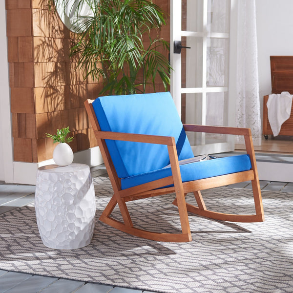 Vernon Rocking Chair – Handcrafted Eucalyptus Wood Design with Easy-Care Cushions for Outdoor Comfort